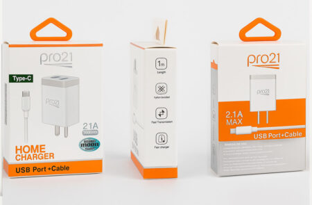 CARGADOR PRO 21 2A. FICHA TYPE C con 2 entradas USB.