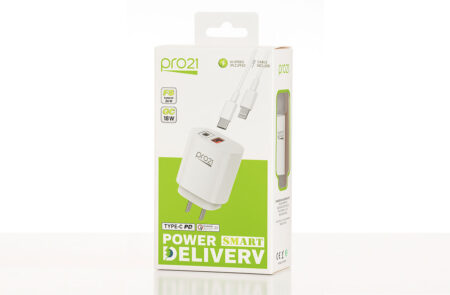 Cargador PRO 21 - Power Delivery (PD ) IPH - C/Cable Extraible Type C A Lighting  - entradas USB + TYPE C. -